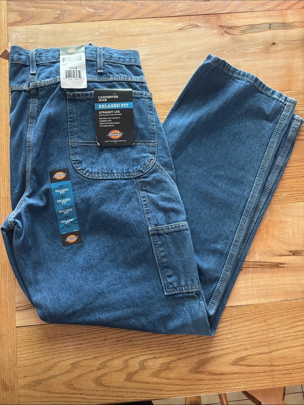 Dickies Men's Relaxed Fit Carpenter Jeans - Light Blue Denim - Picture 4 of 8